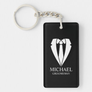 Black Wedding Suit Personalised Groomsmen Key Ring