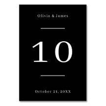 Black Wedding Table Number