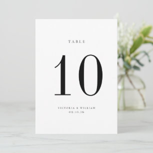 Black Wedding Table Number Card