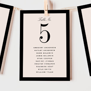 Black Wedding Table Seating Chart Card