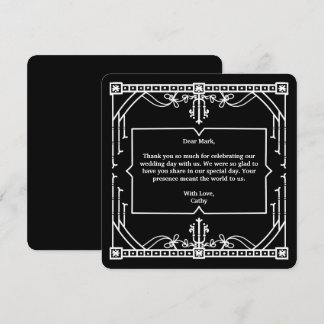 Black Wedding Thank You Card