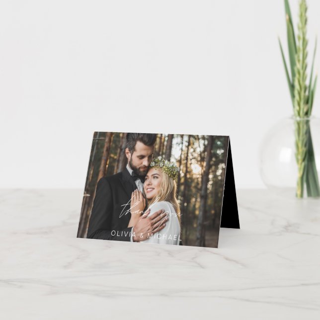 Black Wedding Thank You Handwritten Photo (Front)