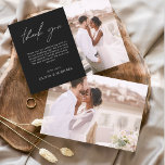 Black Wedding Thank You Photo Simple Elegant<br><div class="desc">Wedding Thank You Cards that have a photo on the front and back. The Thank you cards contain a modern hand lettered cursive script typography that are elegant,  simple and modern to use after you wedding day celebration.</div>