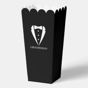 Black Wedding Tuxedo Suit and Bow Tie Groomsmen Favour Box