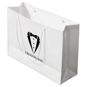 Black Wedding Tuxedo Suit and Bow Tie Groomsmen Large Gift Bag