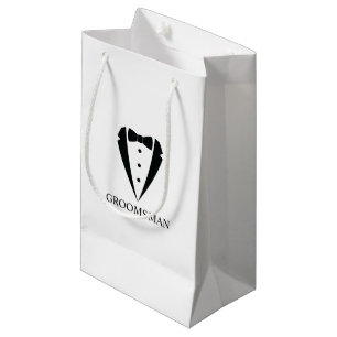 Black Wedding Tuxedo Suit and Bow Tie Groomsmen Small Gift Bag