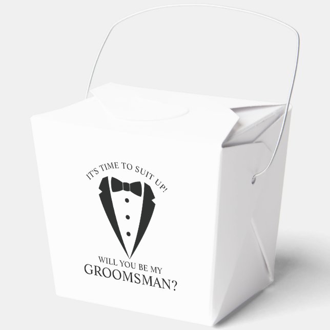 Black Wedding Tuxedo Suit Groomsman Proposal Favour Box (Front)