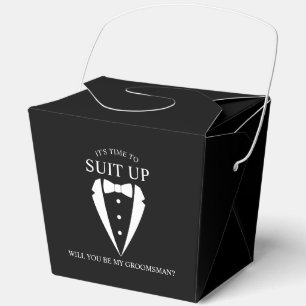 Black Wedding Tuxedo Suit Groomsman Proposal Favour Box