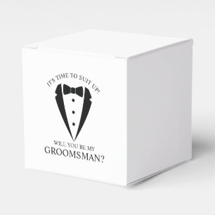 Black Wedding Tuxedo Suit Groomsman Proposal Favour Box