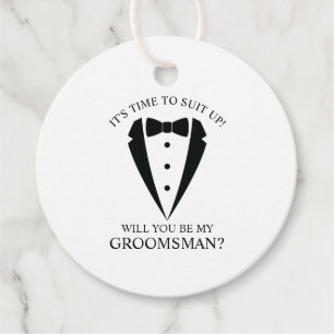 Black Wedding Tuxedo Suit Groomsman Proposal Favour Tags