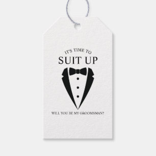 Black Wedding Tuxedo Suit Groomsman Proposal Gift Tags