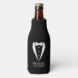 Black Wedding Tuxedo Suit Personalised Groomsmen Bottle Cooler