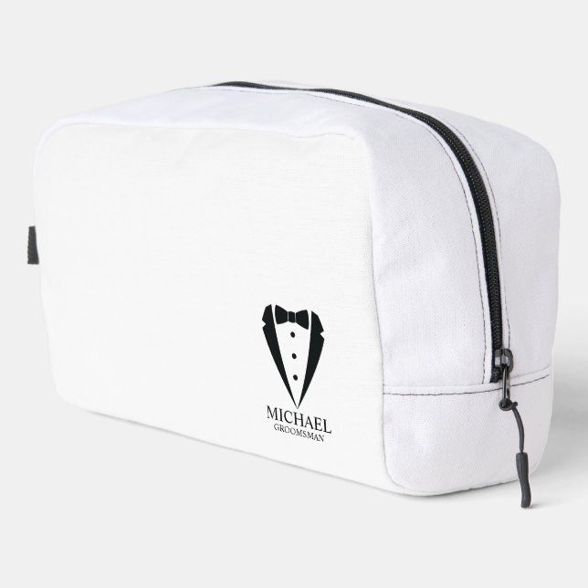 Black Wedding Tuxedo Suit Personalised Groomsmen Dopp Kit (Right Corner)