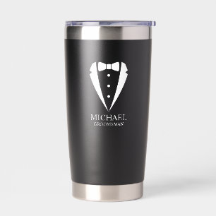 Black Wedding Tuxedo Suit Personalised Groomsmen Insulated Tumbler