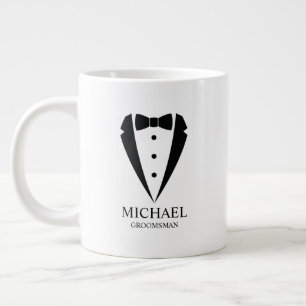 Black Wedding Tuxedo Suit Personalised Groomsmen Large Coffee Mug