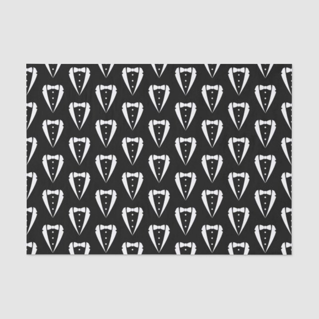 Black Wedding Tuxedo Suit Tissue Paper (Front)