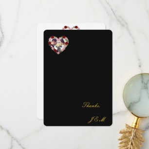 black wedding with a pink heart thank you card