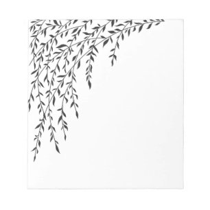 Black Weeping Willow on WhiteLeaves Branches Notepad