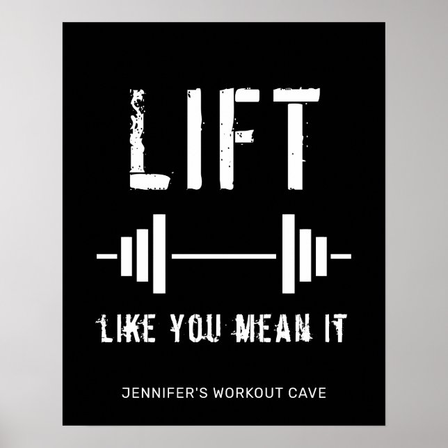 Black Weightlifting Fitness Gym Poster (Front)