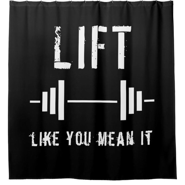 Black Weightlifting Fitness Gym Shower Curtain (Front)