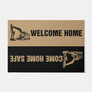 Black Welcome Home Crane Design Doormat
