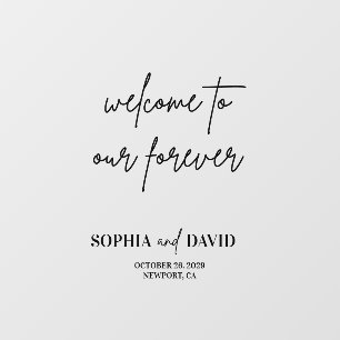 Black Welcome To Our Forever Wedding Mirror Decal