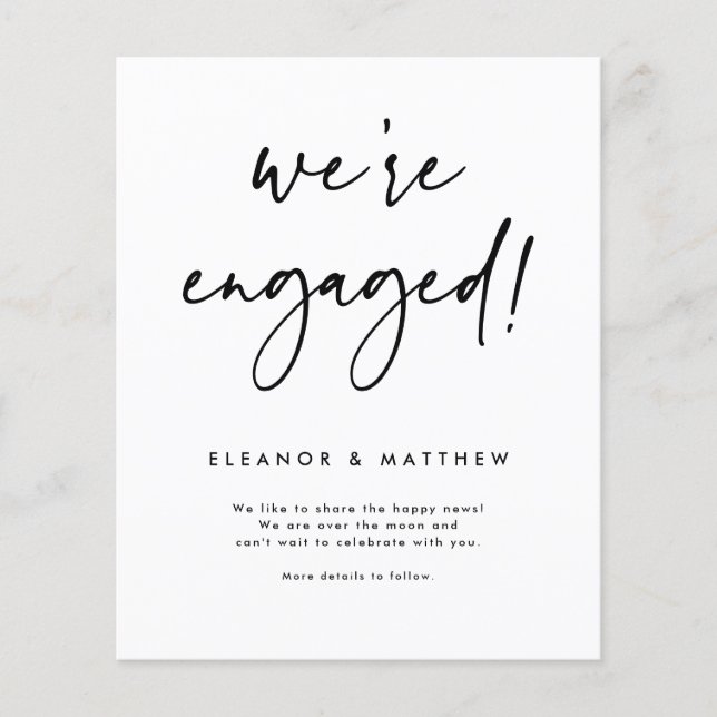 Black We're Engaged Engagement Announcement (Front)