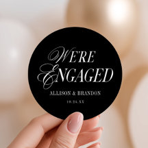 Black We're Engaged Engagement Party Favours