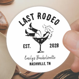Black Western Cowgirl Bachelorette Classic Round Sticker