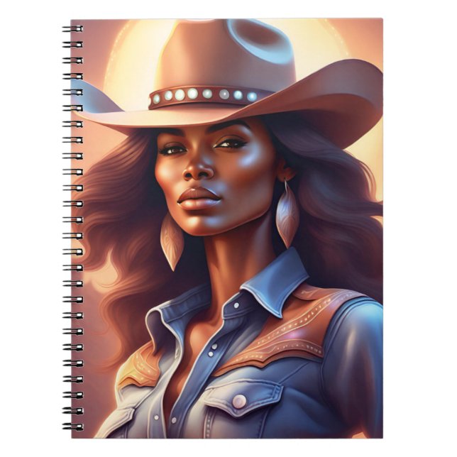 Black Western Cowgirl Denim Notebook (Front)