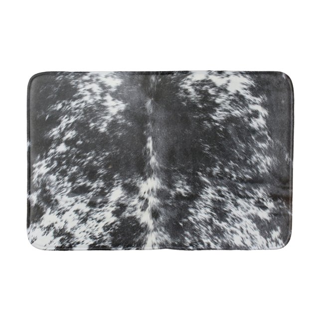Black Western Cowhide Cow Print Bath Mat (Front)