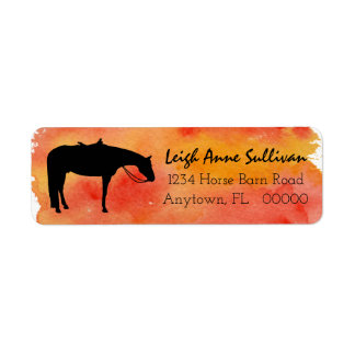 Black Western Horse Silhouette on Watercolor