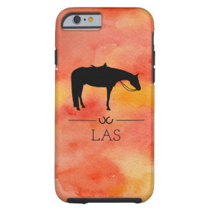 Black Western Horse Silhouette on Watercolor Tough iPhone 6 Case