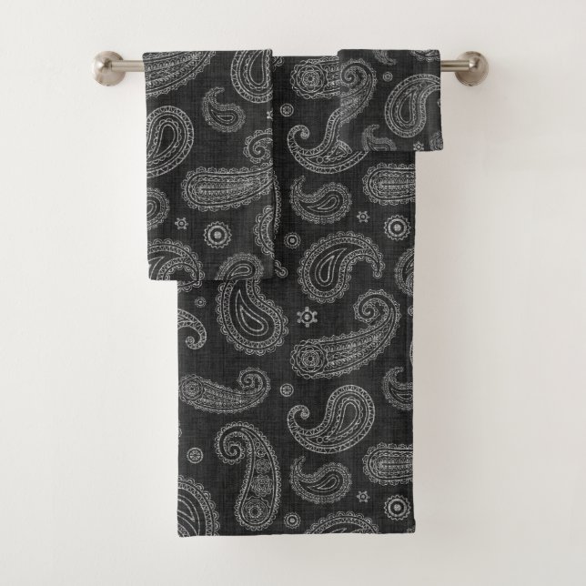 Black Western Paisley  Bath Towel Set (Insitu)