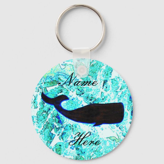 black whale blue Thunder_Cove Key Ring (Front)