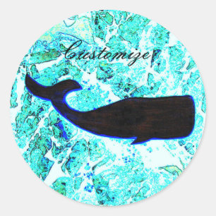 black whale logo Thunder_Cove Classic Round Sticker