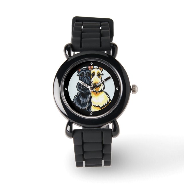 Black Wheaten Scottie Duo Custom Watch (Front)