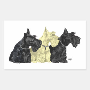 Black & Wheaten Scottish Terriers Rectangular Sticker