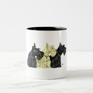 Black & Wheaten Scottish Terriers Two-Tone Coffee Mug