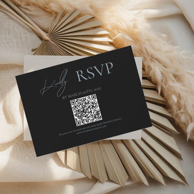 Black Where Forever Begins Blue Wedding RSVP Cards (Creator Uploaded)