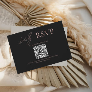 Black Where Forever Begins Blush Wedding RSVP Card