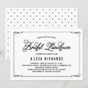 Black Whimsical Borders Bridal Luncheon Invitation