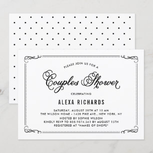 Black Whimsical Borders Couples Shower Invitation