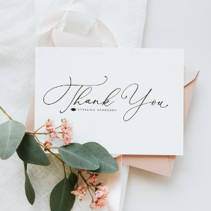 Black Whimsical Calligraphy Graduation Thank You Postcard