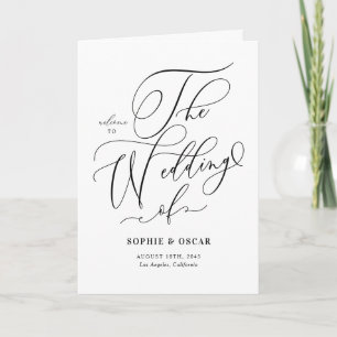 Black Whimsical Calligraphy Wedding Programme