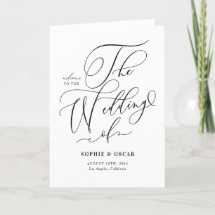 Black Whimsical Calligraphy Wedding Programme