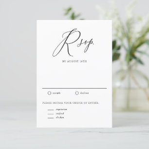 Black Whimsical Calligraphy Wedding RSVP Card