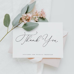 Black Whimsical Calligraphy Wedding Thank You Postcard
