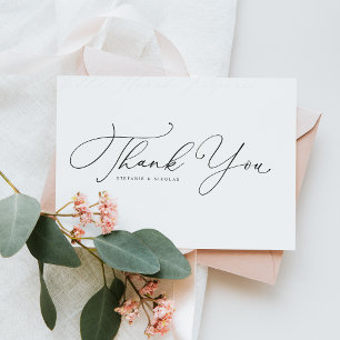Black Whimsical Calligraphy Wedding Thank You Postcard