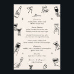 Black Whimsical Quirky Hand Drawn  Menu<br><div class="desc">Make your reception unforgettable with this Personalised Black Whimsical Hand Drawn Menu. Featuring a stylish layout, this wedding menu adds charm to your tablescape. Perfect for showcasing your cuisine, these wedding menu ideas inspire elegant details. Customise wedding menu cards that fit seamlessly into wedding menus for a hand drawn wedding....</div>